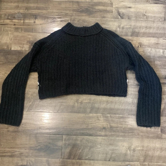 NWT Free People Alpine Cropped Pullover in Onyx Combo Sz Small - Picture 5 of 6